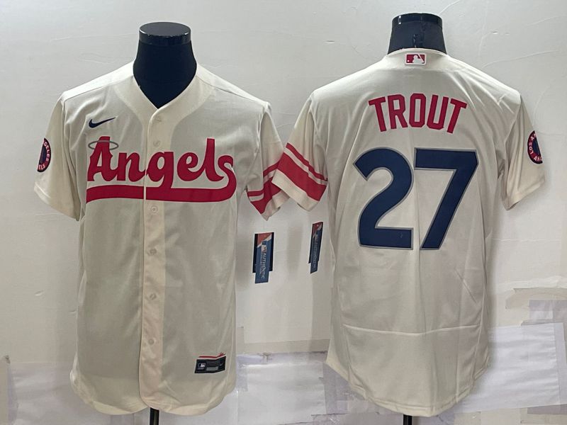 Men Los Angeles Angels #27 Trout Cream City Edition Elite Nike 2022 MLB Jersey